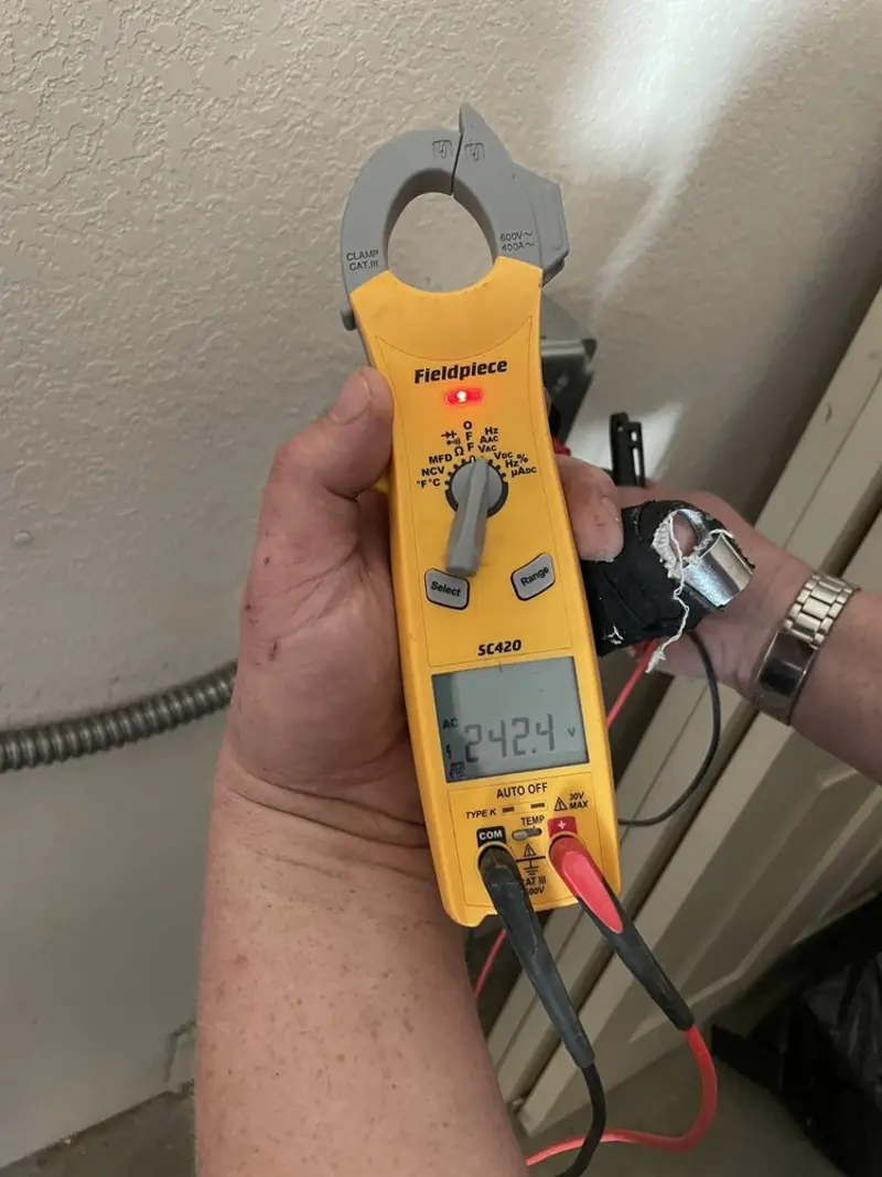 Voltage testing with clamp meter during Hot Tub / Pool Electrical Wiring in Conneaut